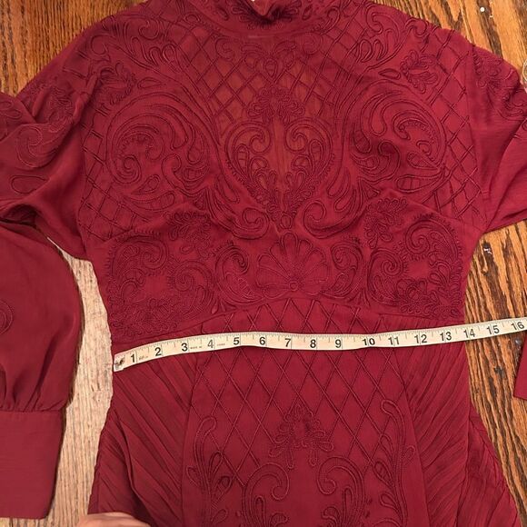 Anthropologie - Wine-Colored Anthropologie Lace Mini Dress by Not So size 6 - Picture 8 of 8